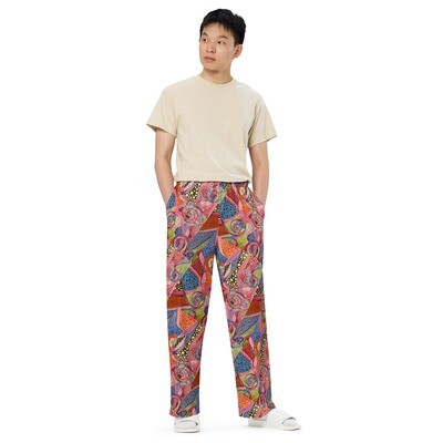 Galaxy in Pink All-over print unisex wide-leg pants