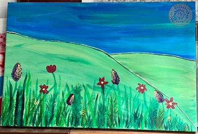 Field of Flowers on Recycled Canvas