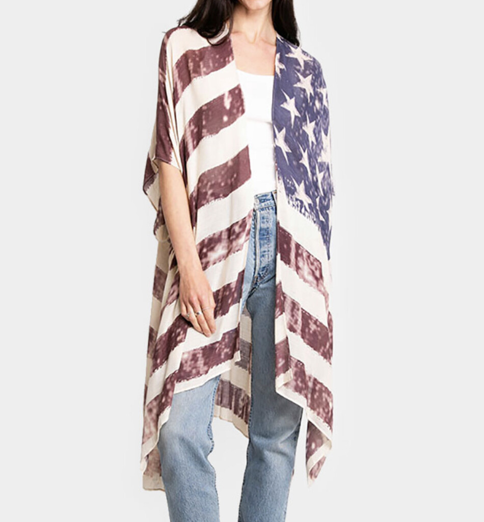 Vintage American Flag Vest Poncho