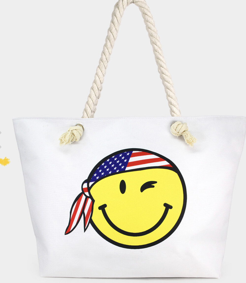 Smile Face Bandana Beach tote