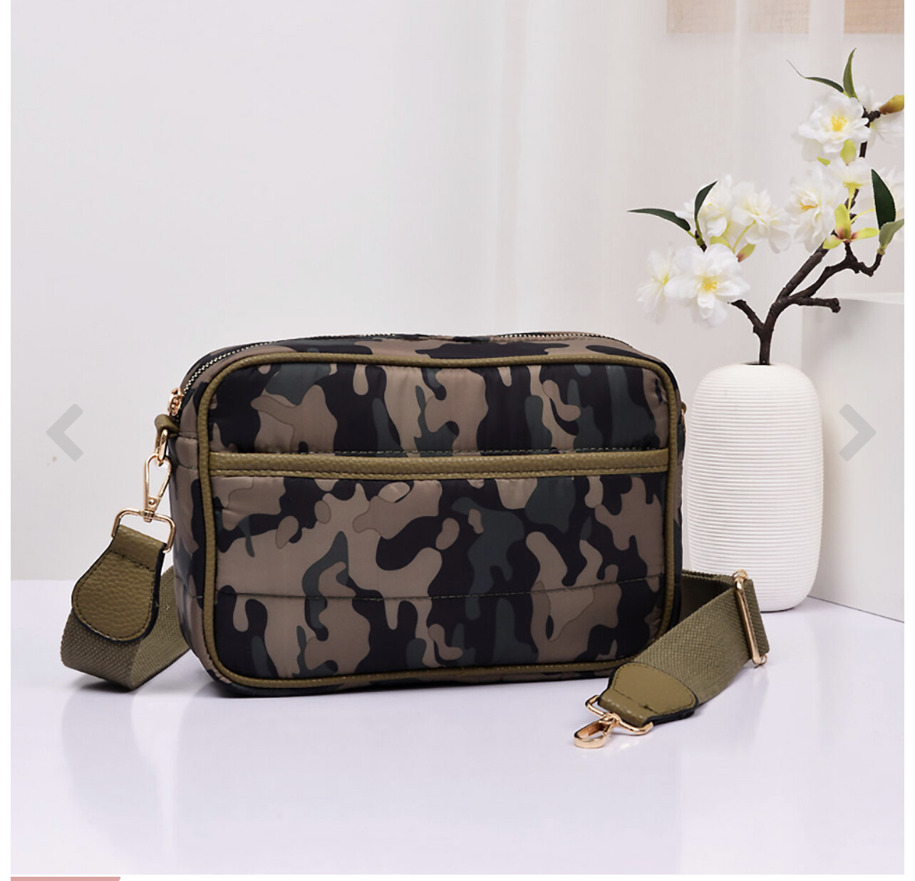 Clamouflage Pattered Rectangle Puffer Crossbody Bag