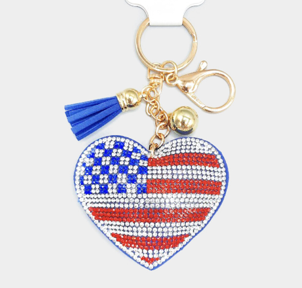 Rhinestone Heart Key Ring