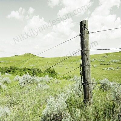 Farmhouse Rural Fence Post Square Print (I print free S/H)