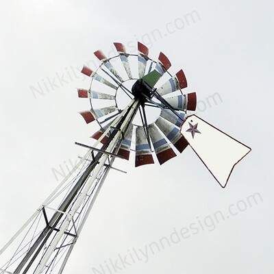 Farmhouse Rural Windmill Square Print (I print free S/H)