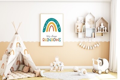 Let&#39;s Play All Day and Let&#39;s Chase Rainbows Children&#39;s Room Print