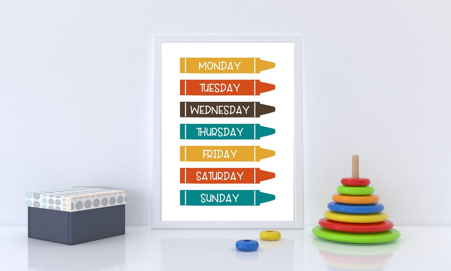 Let&#39;s Play All Day Crayons With Days Of The Week Children&#39;s Room Print
