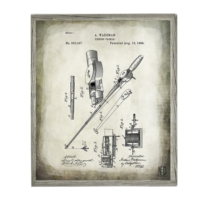 Fishing Pole Patent Wall Art Digital Download Prints Up To 30x20