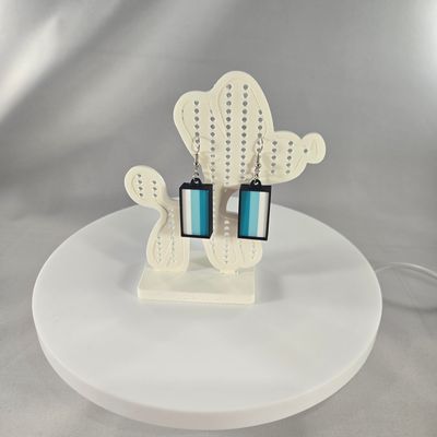 One Stroke Earrings (Teal/Light Blue/White)