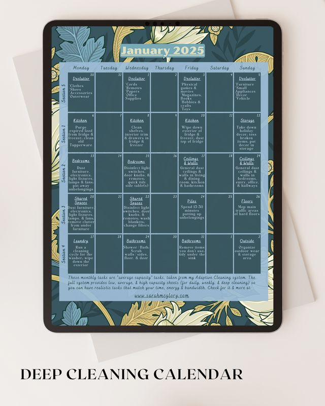 Free January Cleaning Calendar