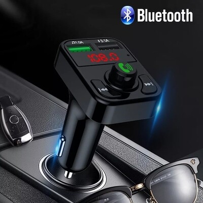 Transmissor automotivo FM Bluetooth 5.0, receptor
de áudio sem fio para mãos-livres, MP3 player 2,1 A,
carregador rápido com USB duplo