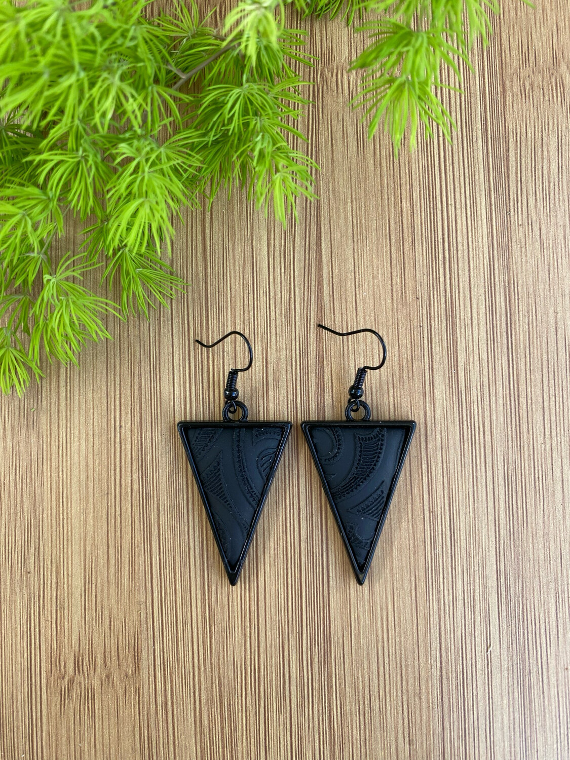 Koru Inspired Black On Black  Triangles