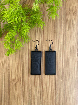 Koru Inspired Black Rectangle Dangles
