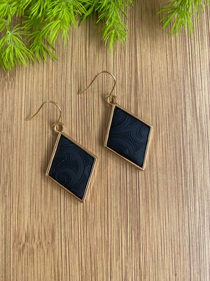 Koru Gold And Black Diamond Shaped Dangles