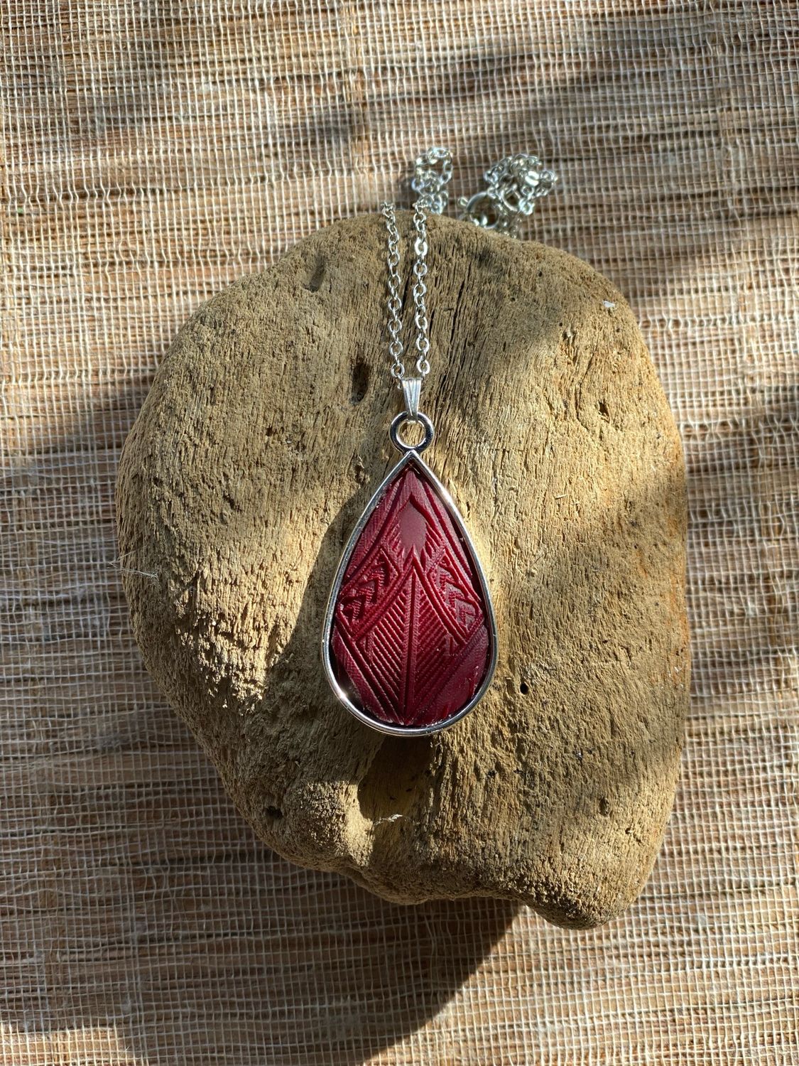 Pacifika Maroon and Silver Pendant