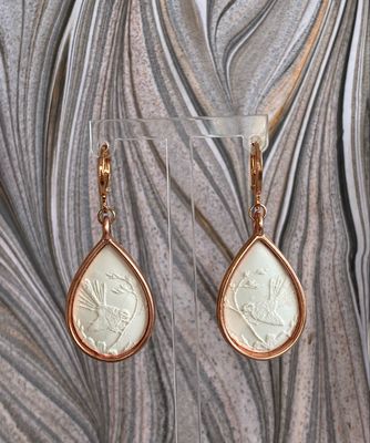 Piwakawaka Rose Gold Toned Ivory Large Drops