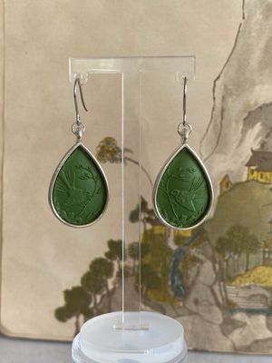 Piwakawaka Silver Toned Olive Large Drops