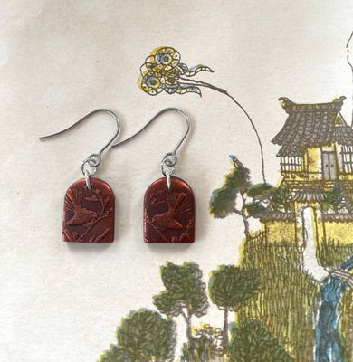 Piwakawaka Bronze Oval minis - silver toned hook