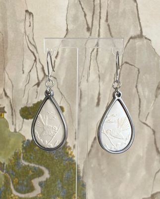 Piwakawaka Silver Toned Ivory Large Drops