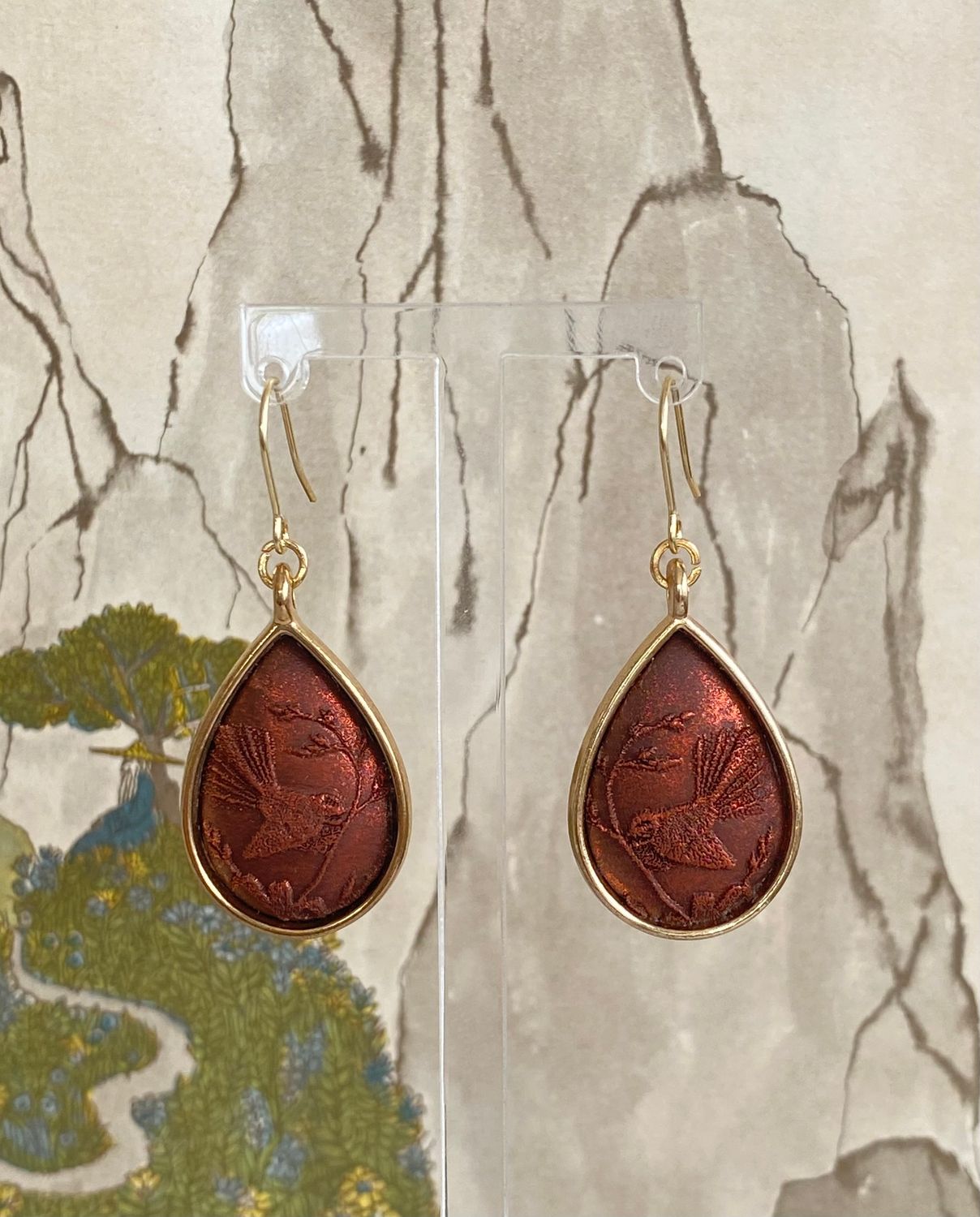 Piwakawaka Bronze Gold Toned Large Drops