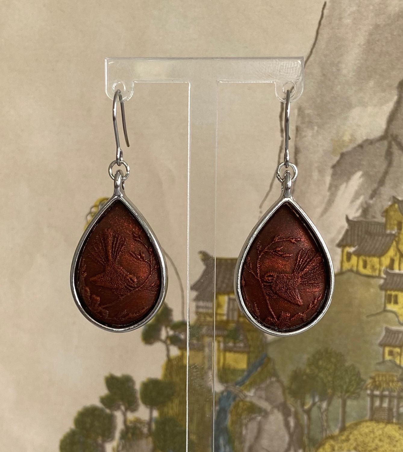 Piwakawaka Bronze Silver Toned Large  Drops