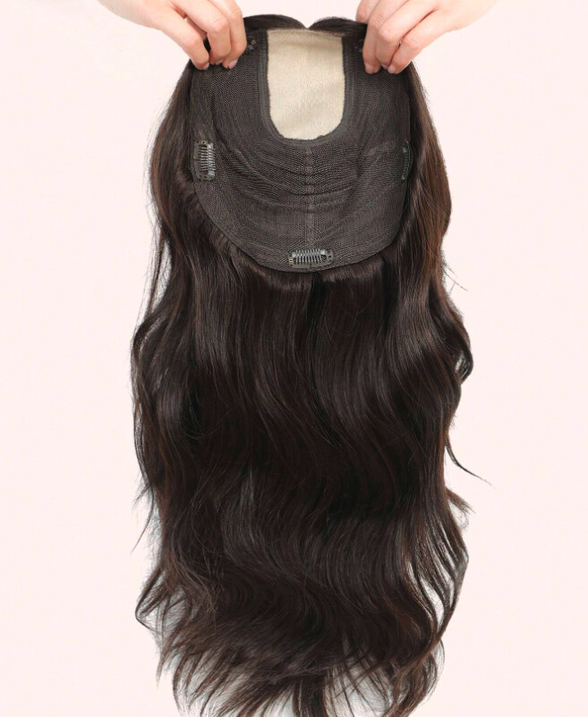 Dark Brown Human Hair topper - 14 inch