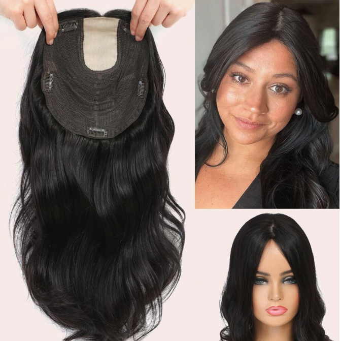 Black Human Hair topper - 14 inch