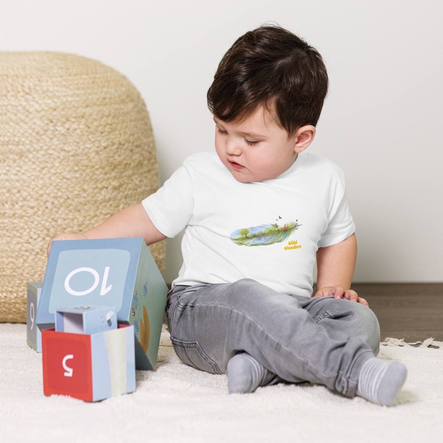White Toddler Short Sleeve T-shirt with Aga Grandowicz&#39;s beautiful illustration for our ‘Wild Wonders, an anthology of short nature stories for children’
