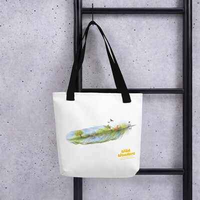 White Tote Bag with Aga Grandowicz&#39;s beautiful illustration for our ‘Wild Wonders, an anthology of short nature stories for children’