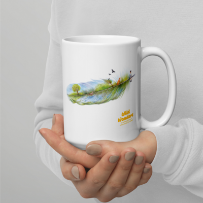 White Mug with Aga Grandowicz&#39;s beautiful illustration for our ‘Wild Wonders, an anthology of short nature stories for children’
