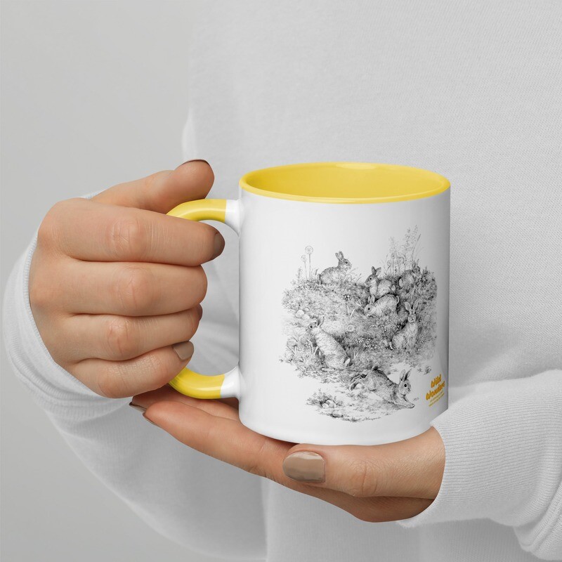 Mug with Aleksandra Michalska-Szwagierczak’s beautiful rabbit illustration for our ‘Wild Wonders, an anthology of short nature stories for children’