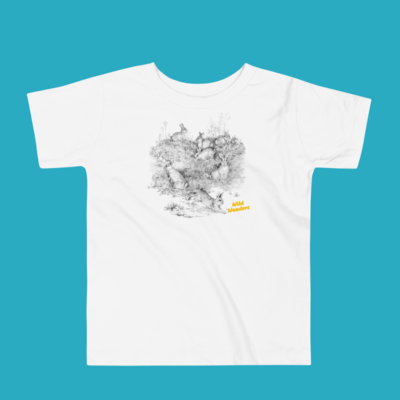 Toddler Short Sleeve T-shirt with Aleksandra Michalska-Szwagierczak’s beautiful rabbit illustration for our ‘Wild Wonders, an anthology of short nature stories for children’