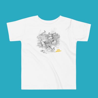 Toddler Short Sleeve T-shirt with Aleksandra Michalska-Szwagierczak’s beautiful rabbit illustration for our ‘Wild Wonders, an anthology of short nature stories for children’