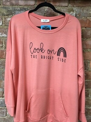 Burnt Coral Terry Kangaroo Pocket Sweatshirt