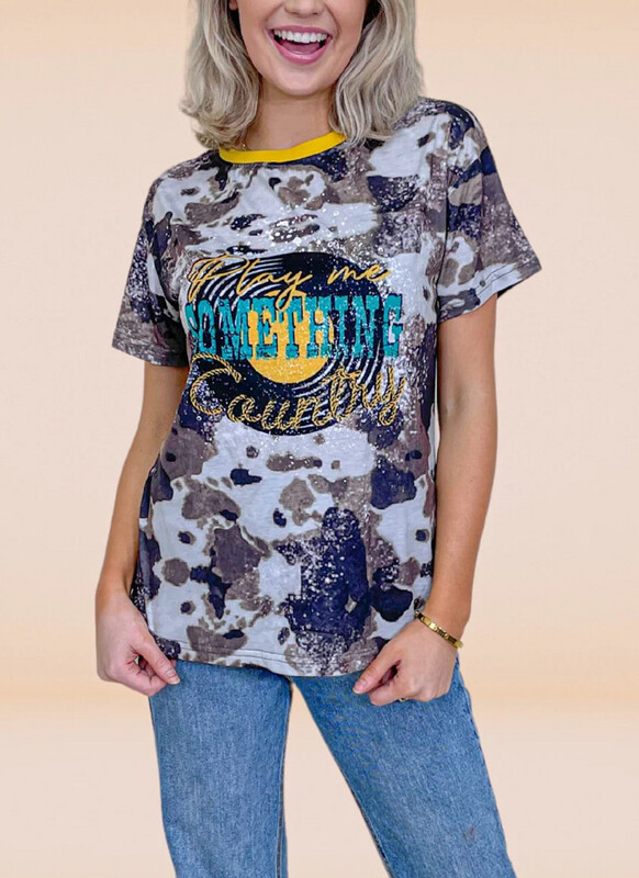 Play Something Country Cow Brown Tee
