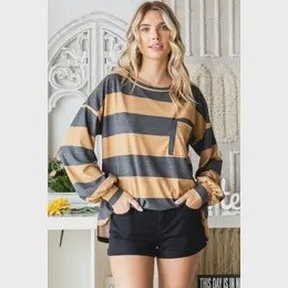 Fall Wide Striped Long Sleeve
