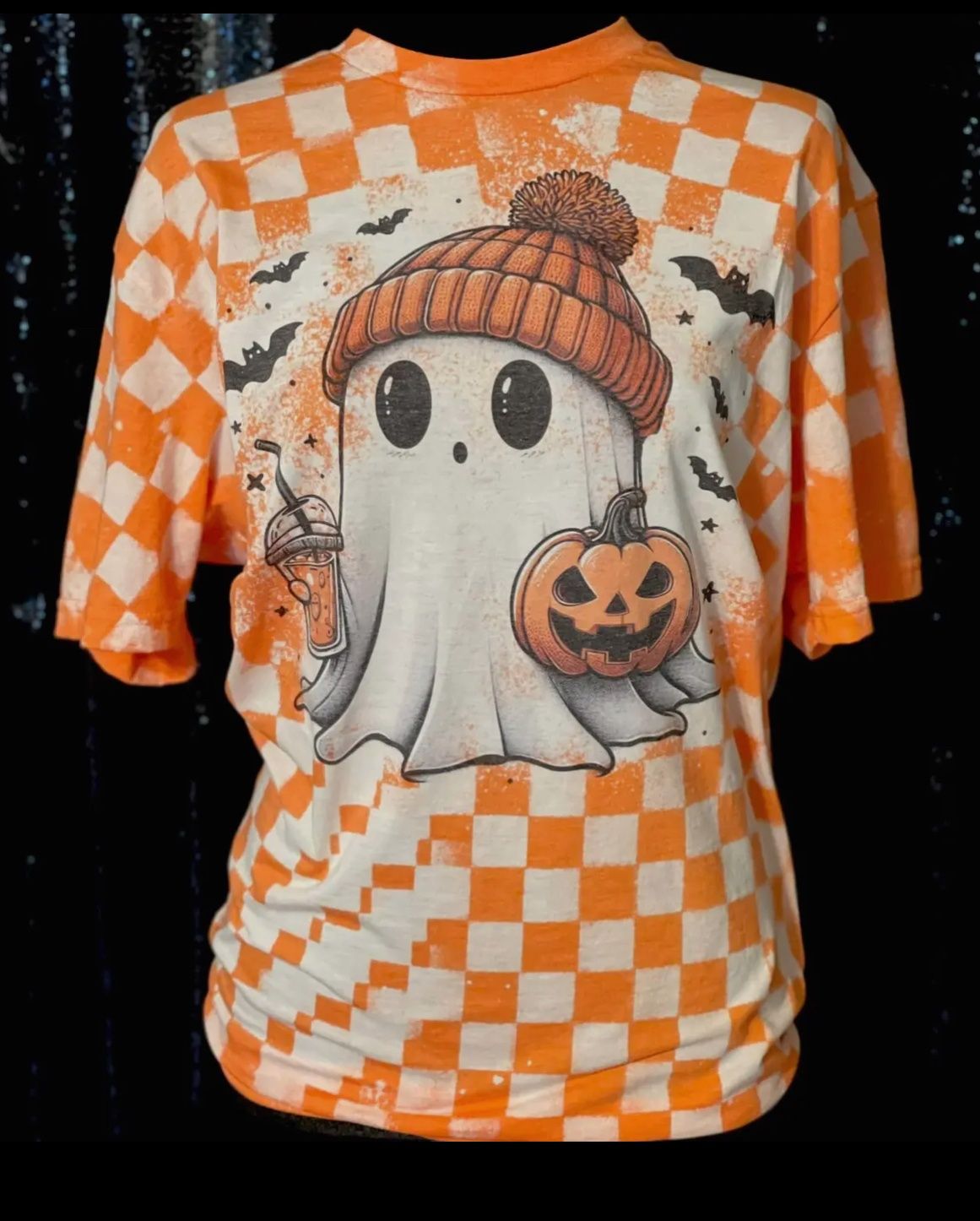 Halloween Ghost Orange T-shirt, Size: Small