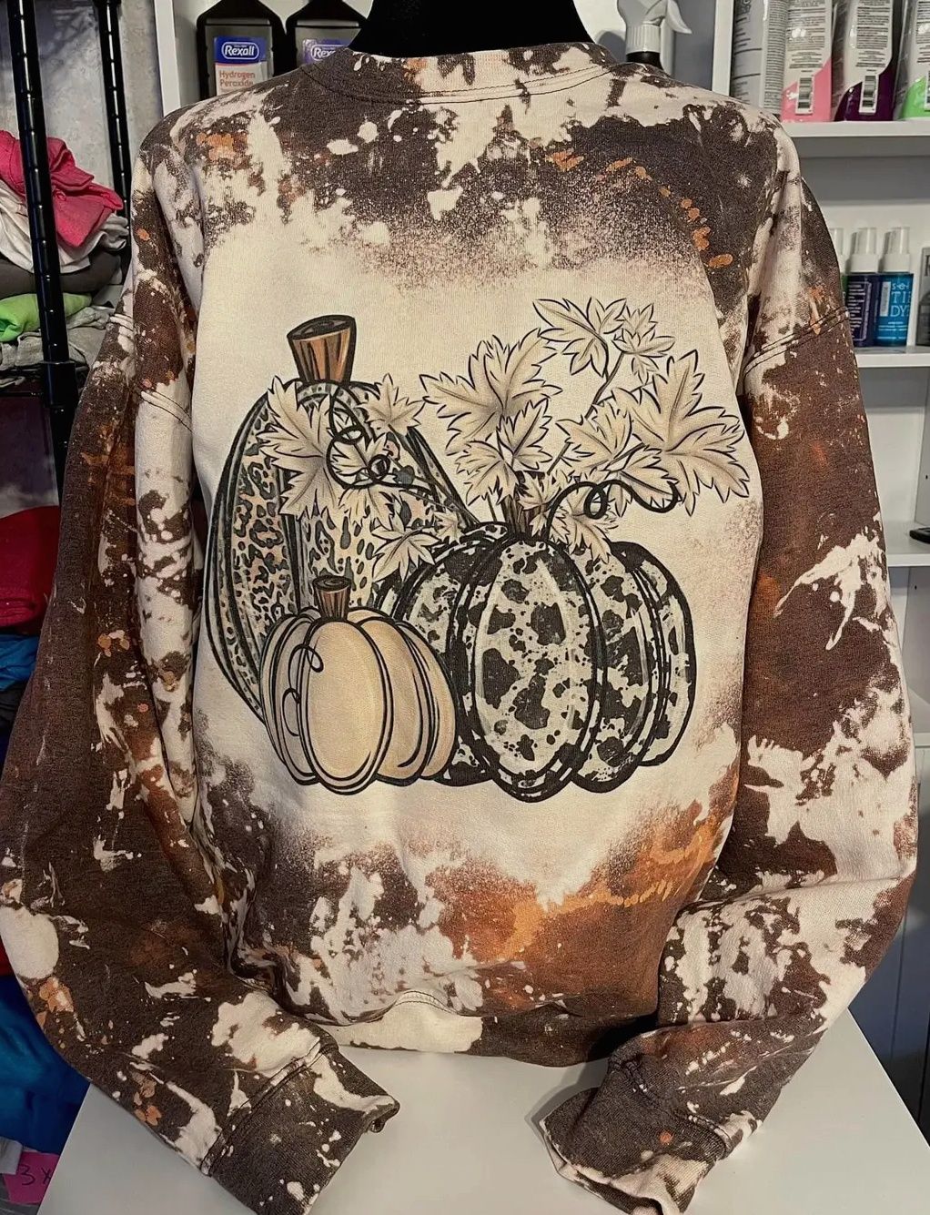 Thanksgiving Fall Pumpkin Cowhide Sweatshirt, Size: medium