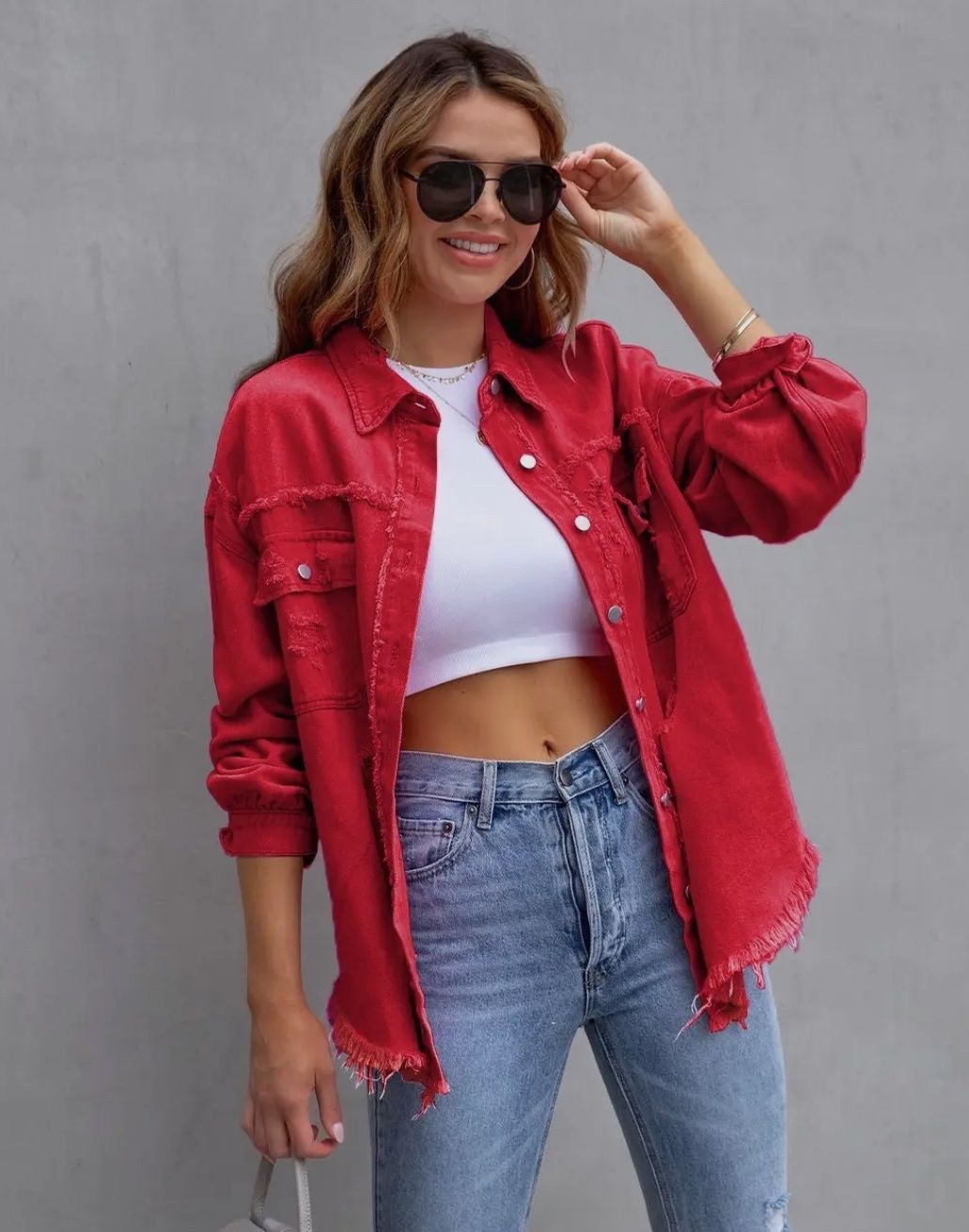 Red Tattered Jacket, Size: Small