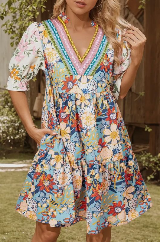 Boho Floral Mini Dress