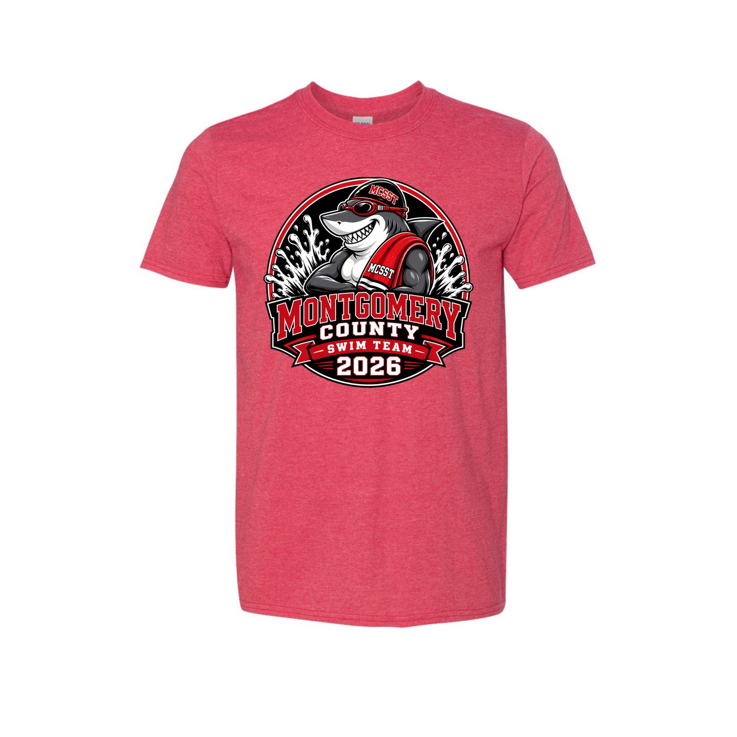 Montgomery County Sharks, Size: Small, Style: Red t-shirt