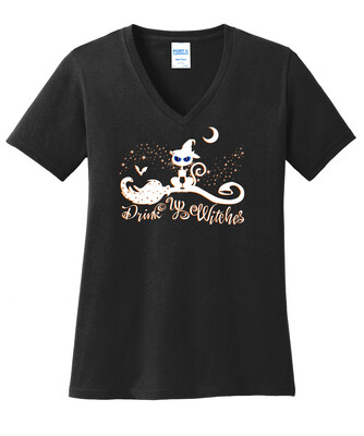 DRINK UP WITCHES LADIES V NECK TEE