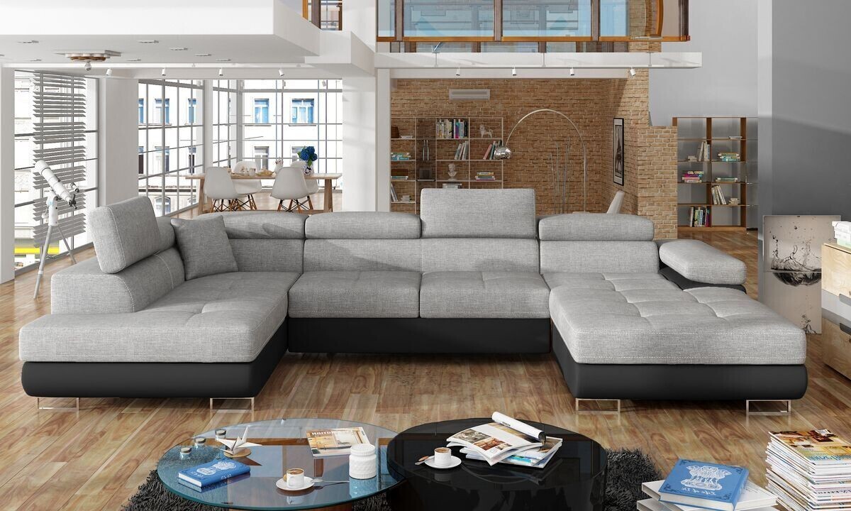 DreamCushion  U shaped sofa bed with storage S21/S11, Corner Side Facing Sofa: Left Corner