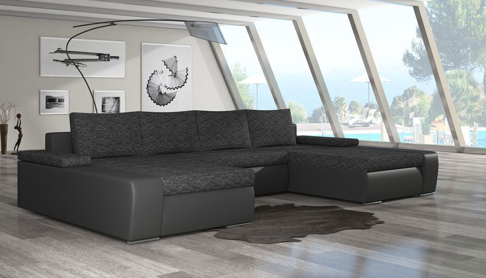 Leeds U shaped sofa bed with storage B02/S11, Corner Side Facing Sofa: Left Corner