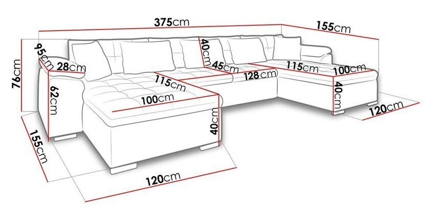 U Shaped ErgoSlumber Sofa Bed With Storage