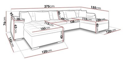 U Shaped ErgoSlumber Sofa Bed With Storage