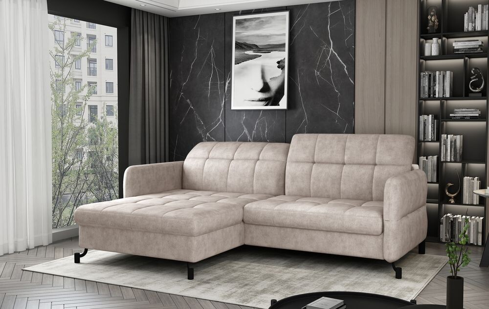 London Two Corner Sofa bed with Storage D21, Corner Side Facing Sofa: Left Corner