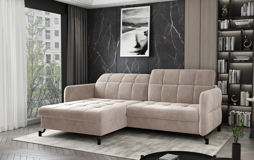London Two Corner Sofa bed with Storage P02, Corner Side Facing Sofa: Left Corner
