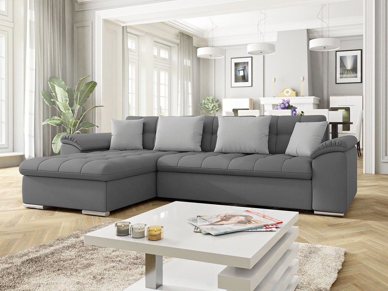 Derby Corner Sofa Bed With Storage T34, Corner Side Facing Sofa: Left Corner
