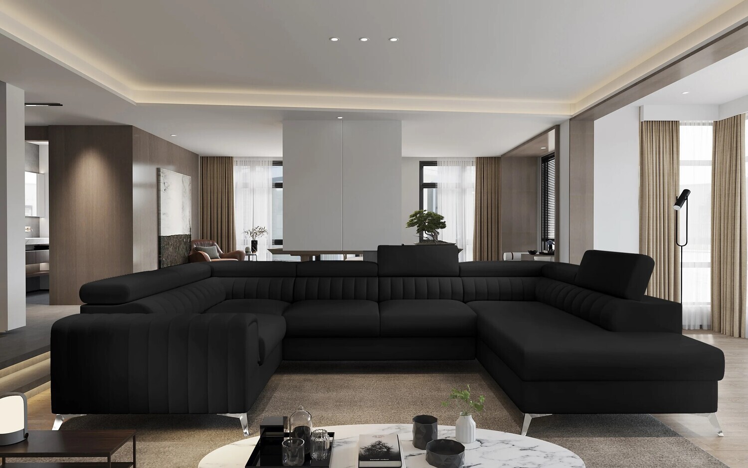 English Classic U shaped sofa bed with storage M99