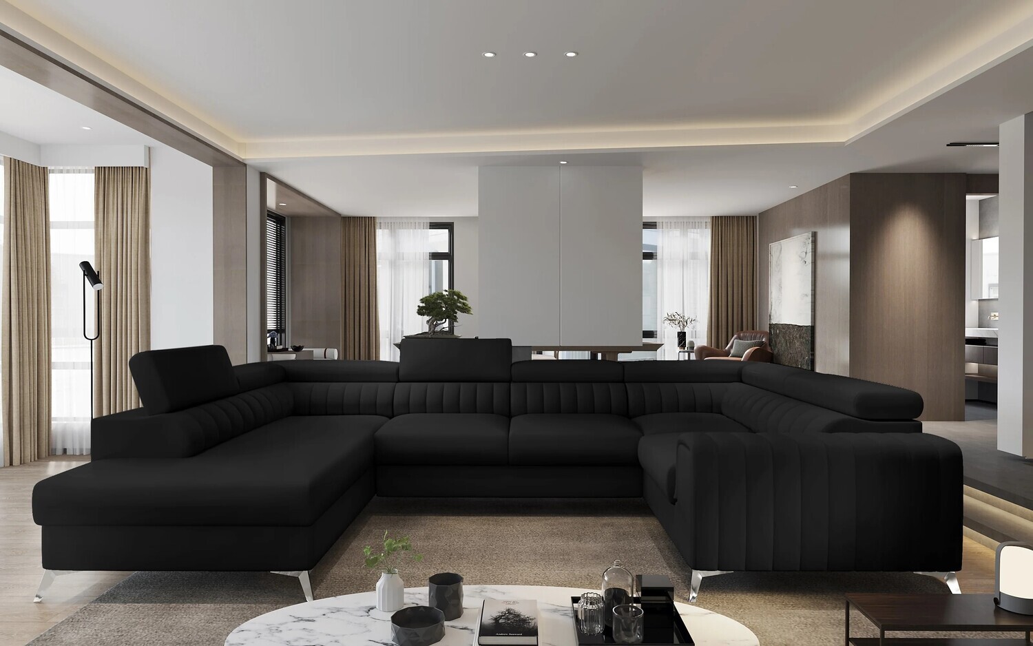 English Classic U shaped sofa bed with storage M99, Corner Side Facing Sofa: Left Corner